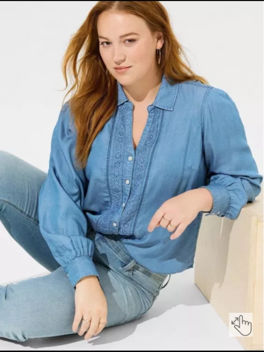 torrid Light Blue Chambray Button-Front Blouse